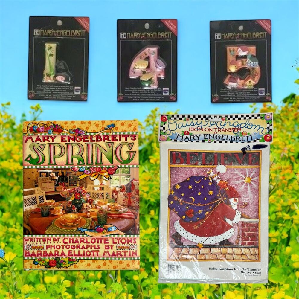 Mary Englebreit Enesco Bundle 3 Magnets Book Iron On Transfer for Shirt Xmas